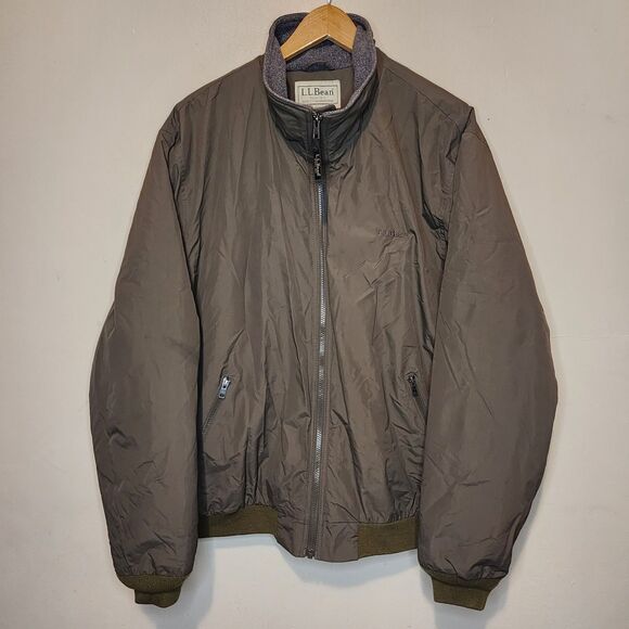 Vintage LL Bean Bomber Jacket Fleece Lined Mens XL Olive Military Green - Picture 12 of 12